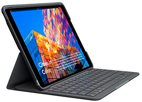 Logitech SLIM FOLIO iPad Air (3. Generation) Tastatur-Case | Integrierter kabelloser Tastatur (Modell: A2152, A2123, A2153, A2154), Französisches AZERTY- Graphit