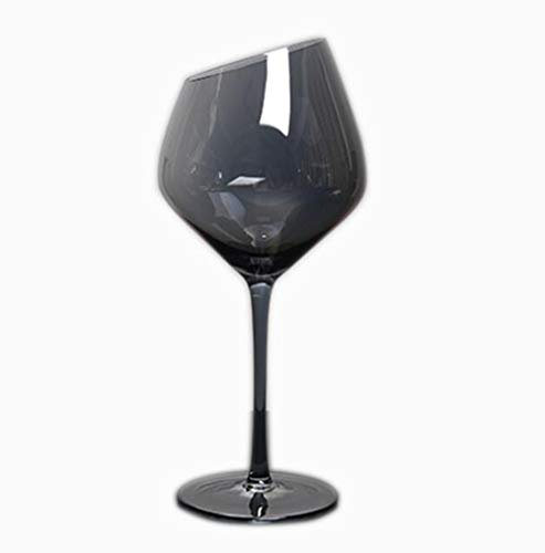 Juego de 2 copas de vino de cristal, borde inclinado, ideal para vino tinto y blanco