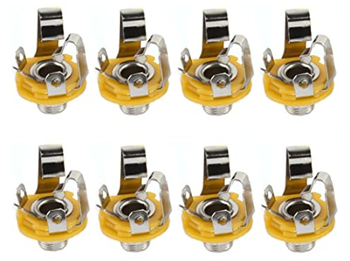 bnafes 6.35mm (1/4inch) Female Stereo Socket Panel Mount Jacks, Patch Cables, Microphone Connector Adapter 8Pcs