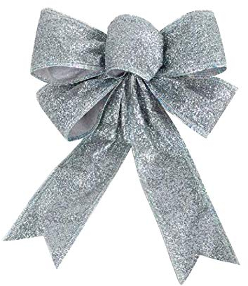 Redsa 10 Stück Weihnachtsschleifen Glitzer Schleife Weihnachtsschleife Weihnachtsschleife Weihnachtsschleife zum Aufhängen für Weihnachtsbaum (Gold)
