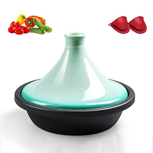Sywlwxkq Olla de tagine de Hierro Fundido Espesado, con agarradera para Guantes, cocción y configuraciones de Temperatura, tajine esmaltado, Arcilla para Platos a