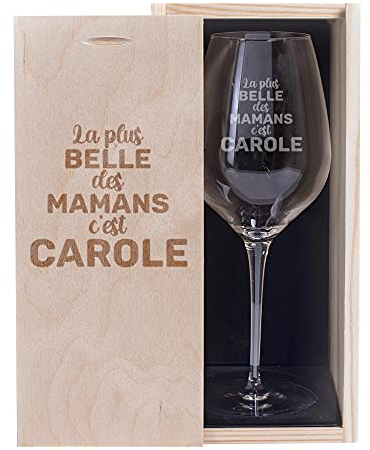 Amikado Verre à vin gravé fête des mères - La plus belle (Verre et coffret)