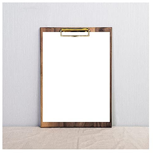 Liudan Planchettes à Pince Black Walnut Clipboard Fichier Organisateur Dossier de Dossier Dossier de la Carte avec Clip de Menu Pince en métal pour la Maison, Bureau, Restaurant Porte Document