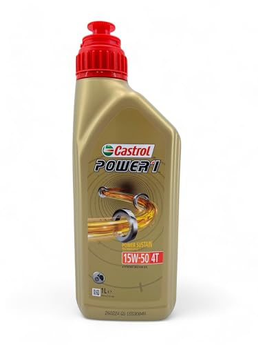 Olio motore 4 tempi 15w50 lubrificante Castrol Power1 4T 15W-50 con Portachiavi Cavatappi conf. 2x1lt