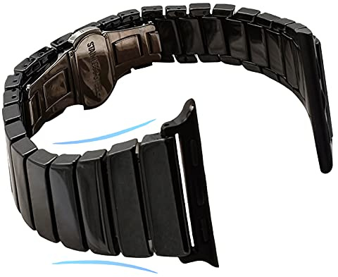 MaKTech Keramikt Armband,Smal Länkarmband Som Är Kompatibelt med Apple Watch Serie 11/10/9/8/7,Ultra 3/2/1,SE 3/2/1 [2025] (42mm/41mm/40mm,Smal-Svart)