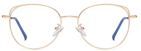 OSAGAMA Runde Blaulichtfilter Brille Damen Herren Blockieren Blaue Licht für PC, TV Computerbrille Ohne Sehstärke 03-Roségold