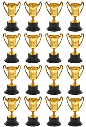 NUOBESTY 16 Pz Oro Premio Mini Coppa del Trofeo Mini Coppa del Mondo Trofeo Piccole Tazze di Plastica Trofeo Tazze di Plastica