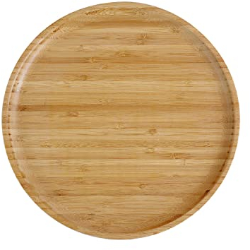 pandoo Piatti in bambù riutilizzabili, piatti in bambù al 100%, piatti rotondi in legno, piatti in bambù, decorazione in bambù, piatti piani, piatti in legno, piatti riutilizzabili, set da 4 x 25 cm