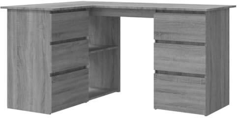vidaXL Eckschreibtisch Computertisch Schreibtisch Arbeitstisch Bürotisch PC Tisch Laptoptisch Büromöbel Grau Sonoma 145x100x76cm Holzwerkstoff