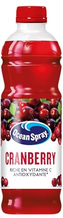 OCEAN SPRAY Bouteille de jus de cranberry -au goût légèrement acidulé et pure- 1 Litre -Carton de 6 bouteilles