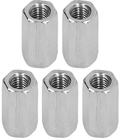Tissting 20 Stück Lange Stangenmutter M6 x 1 Innengewinde 10mm OD 20mm Länge Sechskant Langmuttern Gewindehülsen 304 Edelstahl Silber Verbindungsmuttern Set für Ersatz Wartung
