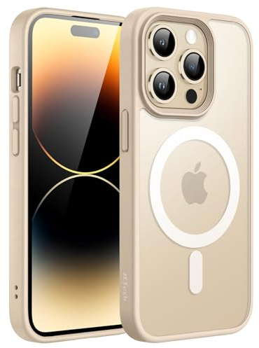 JETech Magnetic Matte Case for iPhone 14 Pro Max, Beige | Compatible with MagSafe, Translucent Matte Back, Slim Shockproof Protection