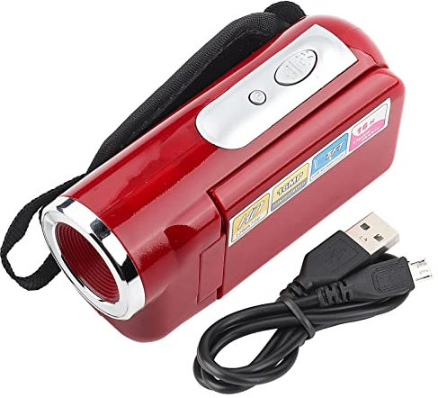 Cyrank Caméra Vidéo Caméscope Enregistreur D'appareil Photo Numérique Portable Enfants 16X HD Caméra Vidéo Numérique Caméscope avec TFT LCD Sceen Toy(Rouge)