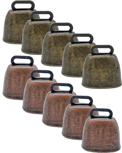 LATRAT Lot de 10 cloches de vache artisanales en cuivre - Cloches de chèvre en métal - Charmes DIY - Chèvre, cheval, animal