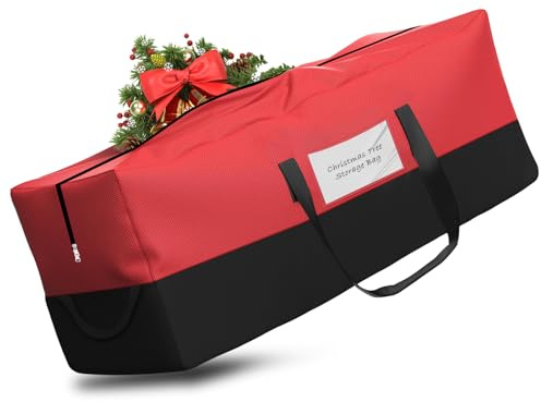 Tannenbaumhülle Weihnachtsbaumhülle, Tannenbaumtasche Weihnachtsbaumtasche, Aufbewahrung Weihnachtsbaum, Tannenbaum Aufbewahrung Tasche - Rotschwarz(172 x 50 x 76 cm)
