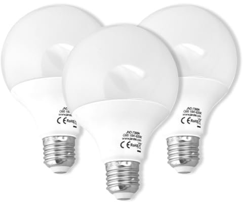 Jandei - Pack de 3 x Bombillas LED Globo 270º, G95 Rosca E27, 15W (equivalente a 120W) Luz Blanca Neutra 4200K, Salón, Oficina, Dormitorio, Casa, No regulable. Ahorro de energía.