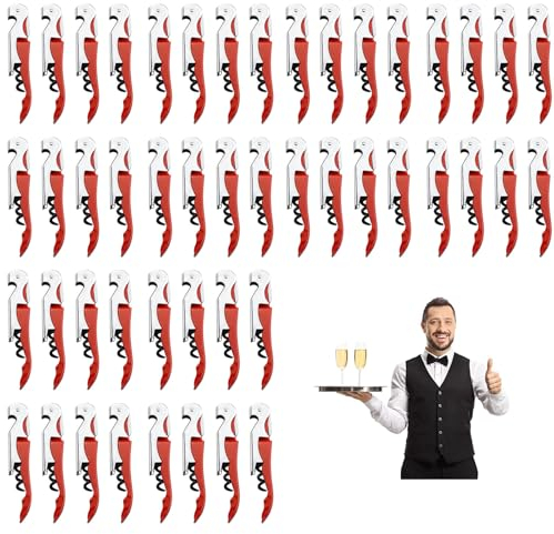 Tire Cap Sommelier,Limonadier Professional Server, Coltelli in acciaio inossidabile con decapsulatore e tagliacapsule (12, rosso)