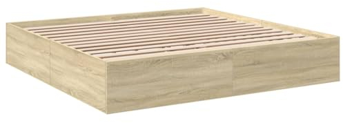 vidaXL Sängram sonoma-ek 200x200 cm konstruerat trä, sovrumsmöbler, sängbotten, panelsäng, säng, dubbelsäng, plattformssäng