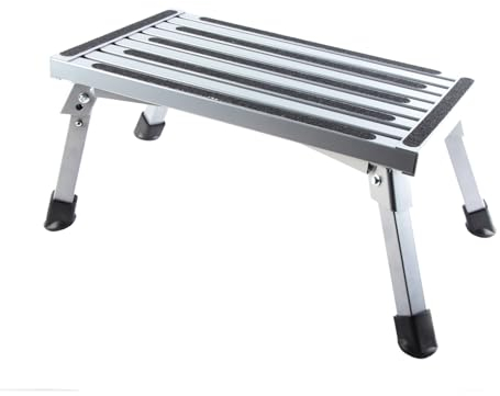 Wohnmobil-Tritthocker, Multifunktionale Gummifüße, Silbergrau, Stabile Aluminiumlegierung, Faltbarer Wohnmobil-Tritthocker