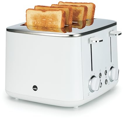 Wilfa Toaster FAMILY I 1.600 W I 7 Bräunungsstufen I 4 Toasts gleichzeitig I Auftau- & Aufwärmfunktion I inkl. Brötchenaufsatz (weiß)