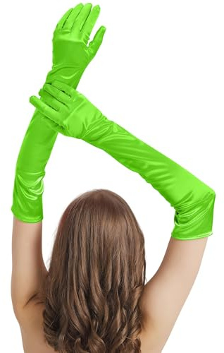 sodknow Lange Satin-Handschuhe, Kostüm für Damen, Ellenbogenlänge, 53,3 cm, lange Handschuhe, Oper, Halloween, Cosplay, 1920er Party, Tanzkleid, formell