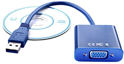 Artibetter Adaptateur USB vers Vga Bleu Câble Vidéo Externe pour Moniteur Compatible avec Alimentation Externe Nécessaire