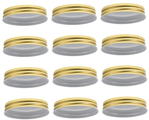 KICHOUSE Reusable Mason Jar Lids 86mm Tinplate Canning Covers Leakproof Sealing Jar Replacement Lids for Home Food Storage 12pcs Gold