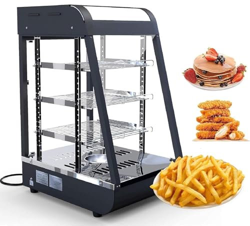Exhibición del calentador de alimentos,Caja Comercial Buffet Restaurante Calentador calentado,Caja de encimera de comida caliente,con calefacción con iluminación LED Escaparate de alimentos de 3 nivel