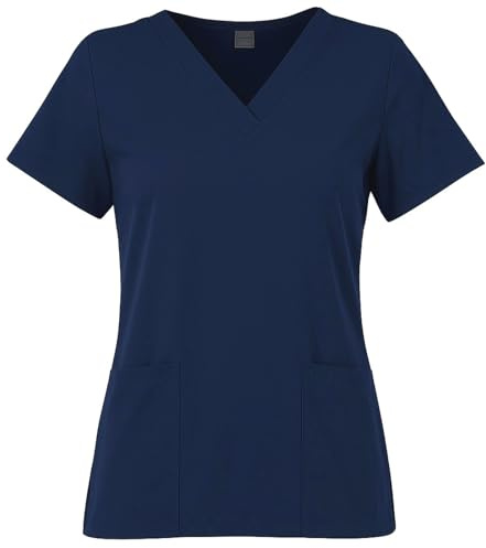 Meichoon Medical Workwear Top V-neck Short Sleeve Slim Fit Soft Stretchy Sweat Wicking For Ladies Hospital Beauty Salon DK56Navy Blue M
