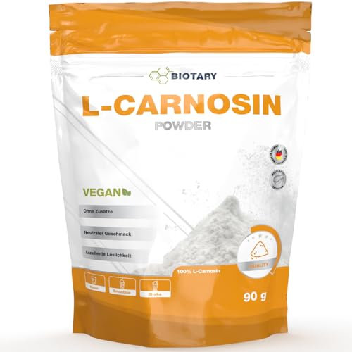 L-carnosina in polvere 90g | 1000 mg di porzione giornaliera | cucchiaio dosatore incluso | L-carnosina in polvere vegana pura al 100% | altamente dosata e priva di additivi | alta biodisponibilità