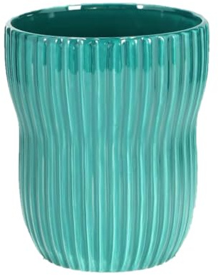 KOTARBAU® Blumentopf Turkisfarbe innen rund ⌀ 11,5 cm H: 16,5 cm gerillter glasierte keramischer Blumentöpfe Blumenübertopf keramischer Pflanzentopf Orchideenübertöpfe Blumentopf groß Flower Pot
