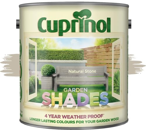 AOC24 Garden Fence Shade Paint - Exterior Wood Paint for Sheds, Fences - Water-Based, Quick Drying 1 Hour - Use on Wood, Terracotta, Stone, Brick - Outdoor Garden (Natural Stone, 2.5 Liters)
