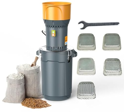Elektrische Getreidemühle 1300W, 25L Maismühle Maschine mit 5 Feinheitssieben, abnehmbarem Trichter & Eimer, Futter-/Getreidemühle Crusher für Haus und Bauernhof