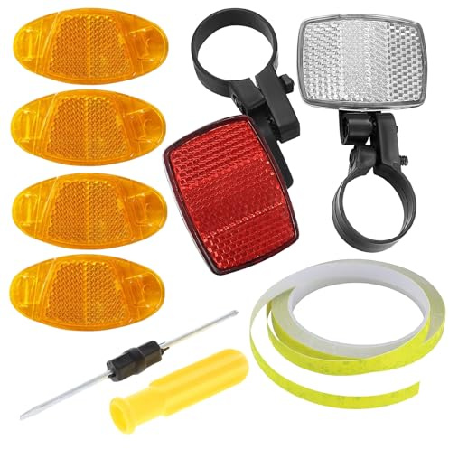 8 Stück Reflektoren Fahrrad Set, 4 Stück Fahrrad Reflektoren Speichenreflektoren, 2 STK Fahrrad Reflektoren Vorne Hinten, 1 Stück Screwdriver und Reflexstreifen, FüR RennräDer, Mountainbikes, E-Bikes