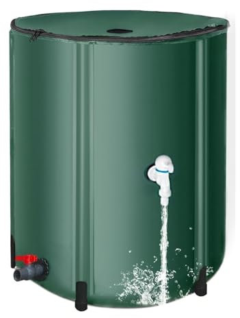 Barril de lluvia plegable, tanque de agua portátil, 200 l de almacenamiento de agua, barril de PVC for recolección de agua de lluvia con grifos y kit de desbordamiento for regar plantas, bolsa de reco