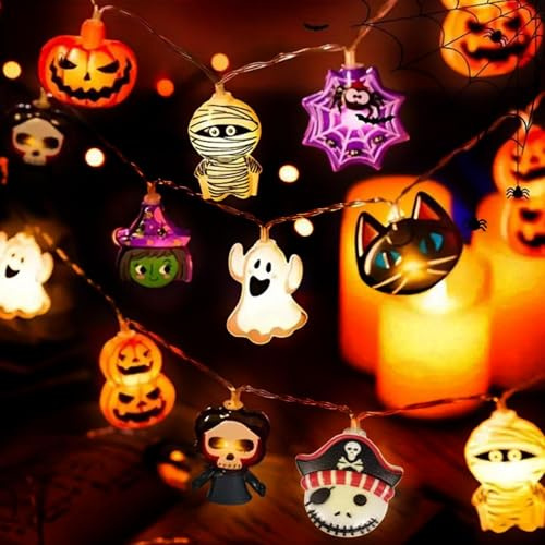 Guirlande lumineuse d'Halloween de 20 m, lanterne LED de 300 x 5 cm, décoration d'Halloween, éclairage esthétique pour balcon, mur, terrasse, fête, mariage, cheminée, salle de classe, jardin