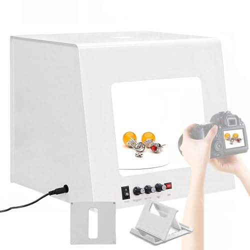 Foto-Lichtbox, tragbares, zusammenklappbares Foto-Lichtzelt-Set mit geschwindigkeitsverstellbarem elektrischem Drehteller und 3000–5500 K einstellbarem Licht für kleine Gegenstände(M)
