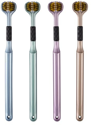 4 cepillos de dientes de 3 caras, cepillo de dientes de limpieza profunda, mango ergonómico para necesidades especiales, cepillos de dientes manuales antideslizantes para una limpieza eficaz