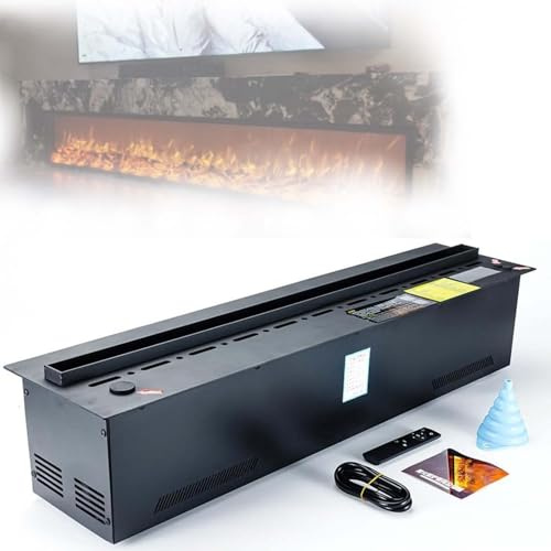 CUTANGELAR Inserto Camino ad Acqua Atomizzata - Fuoco Simulato Multicolore, Funzione Umidificatore Integrata, Controllo Remoto e Touch, Acciaio Inossidabile Antiruggine, Montaggio Incassato(120cm)