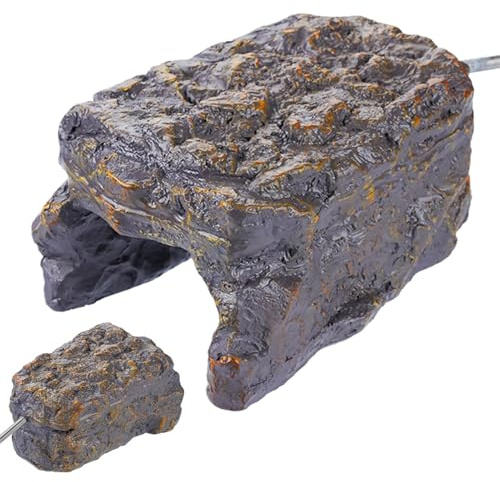 Uppvärmda reptil gömställen och grottor – hartsstruktur, USB-driven 5 W värmegrotta, maximal temperatur 113 °F, kompakt storlek 15 x 9,5 x 7 cm | Terrarium gömställe och solplats för geckos, ägg