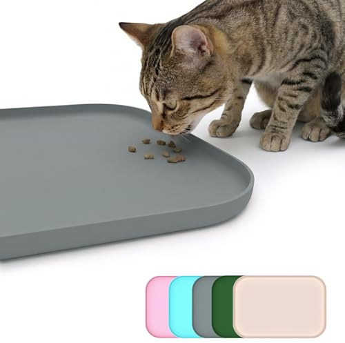 BLESWIN rutschfeste Silikon-Hundefuttermatte & Futtermatte für Haustiere – wasserdichte Hundeschüsselmatte für unordentliche Fresser, leicht zu reinigender Bodenschutz mit erhöhtem Rand
