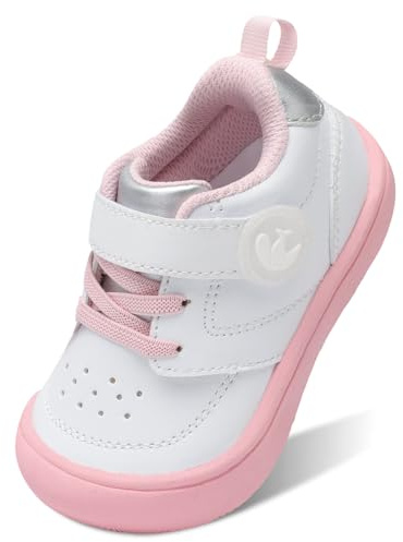 FEETCITY Flexible Baby Shoes First Walking Shoes Boys Girls Anti-Slip Toddler Sneakers Newborn Infant Shoe White Pink