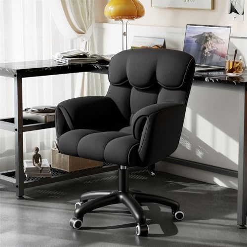 Aivermeil Ergonomischer Bürostuhl Samt 360°Drehen Schminktischstuhl Schwarz