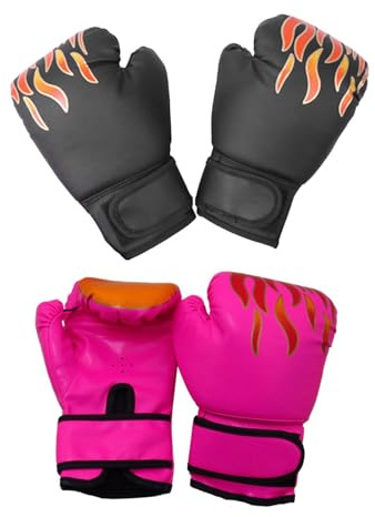 rongweiwang Slitstarka boxningshandskar för barn och tonåringar, boksäck för barn, pojkar och flickor, bekväma sparringshandskar för, boxning för flickor, pojkar och, Rosa och svart, 15x23 cm