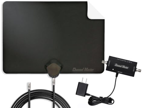 Channel Master FLATenna with Booster – Indoor TV Antenna for Smart TVs & Local Channels, Adjustable Signal Amplifier with LTE/FM Filters, Supports 1080p, 4K & NextGen TV (ATSC 3.0)