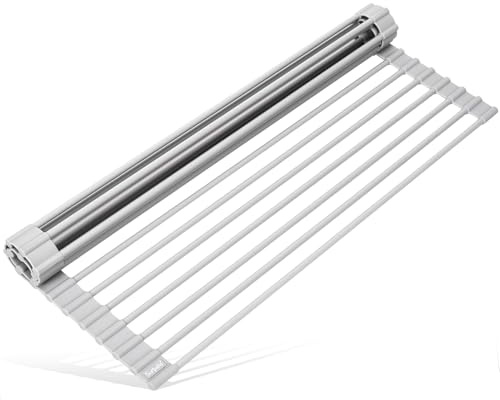 Surpahs Over The Sink Multipurpose Roll-Up Dish Drying Rack (Warm Gray, 17.5 x 13.1 - Small)