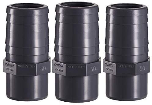 3 x well2wellness® PVC Druckschlauchtülle Achtkant mit Klebeanschluss 2 x 50 mm (107031)