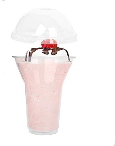 PZ 50 COPPA FRAPPE' DI PLASTICA TRASPARENTE CC 330 + COPERCHIO IDEALE PER FRULLATI, FRAPPE' CENTRIFUGHE YOGURT