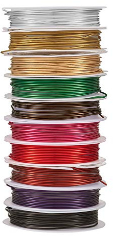 BB Beadthoven 10 rullar 18 Gauge/1 mm fläckbeständig koppartråd, blandade färger 25 m/82 fot böjbar smycketråd, bar metalltråd för smyckeinpackning, blomster skulptur, hantverk 2,5 m/rulle