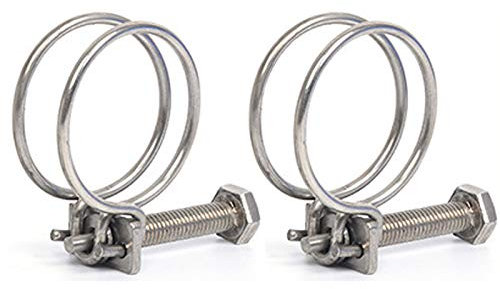 2 Pieces Double Wire Hose Clips Adjustable 304 Stainless Steel Hose Clamps Pond Hose Joint to Fit 16-19mm Pipe
